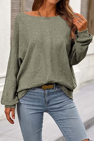 Autumn women's casual pullover off-shoulder sweater