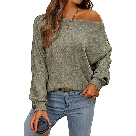 Autumn women's casual pullover off-shoulder sweater